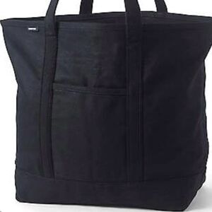 Land's End Tote Canvas embroidered full zipper  black size large various handles